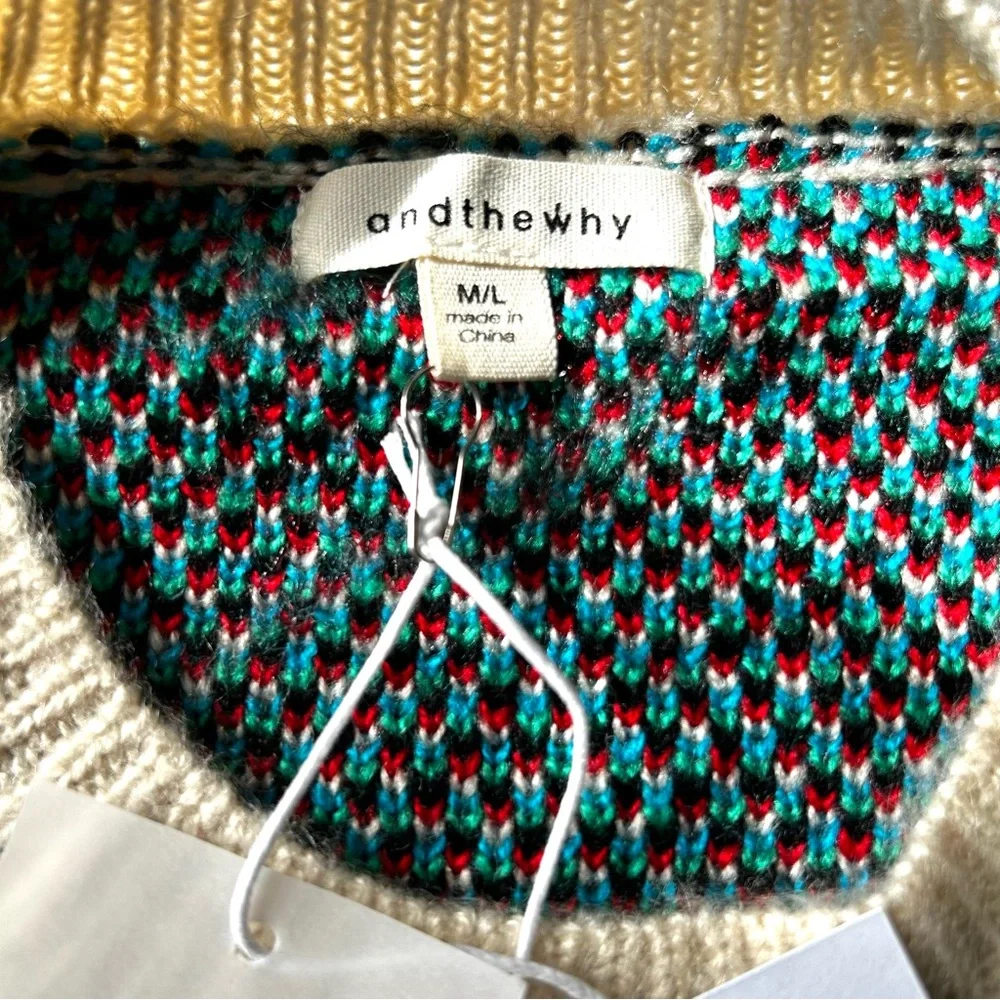 🌸NWT Cozy, Soft, Super Cute, Bright Plaid Knit Sweater. Blue/Red/Cream/Green - Picture 6 of 7